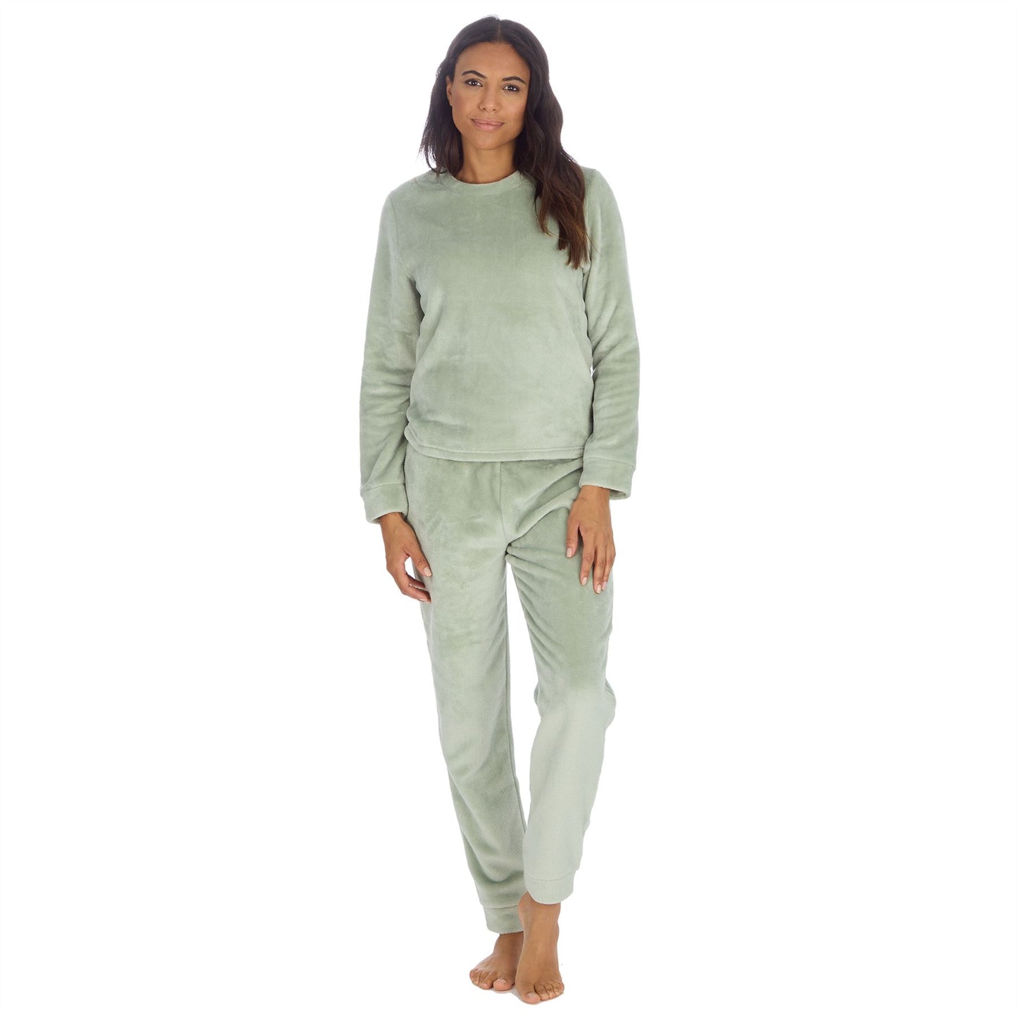 Forever Dreaming Womens Plush Fleece Pyjama Set - Sage Green