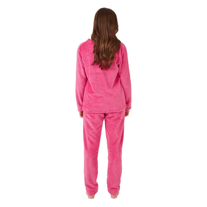 Indigo Sky Womens Shimmer Burnout Fleece Pyjamas - Pink