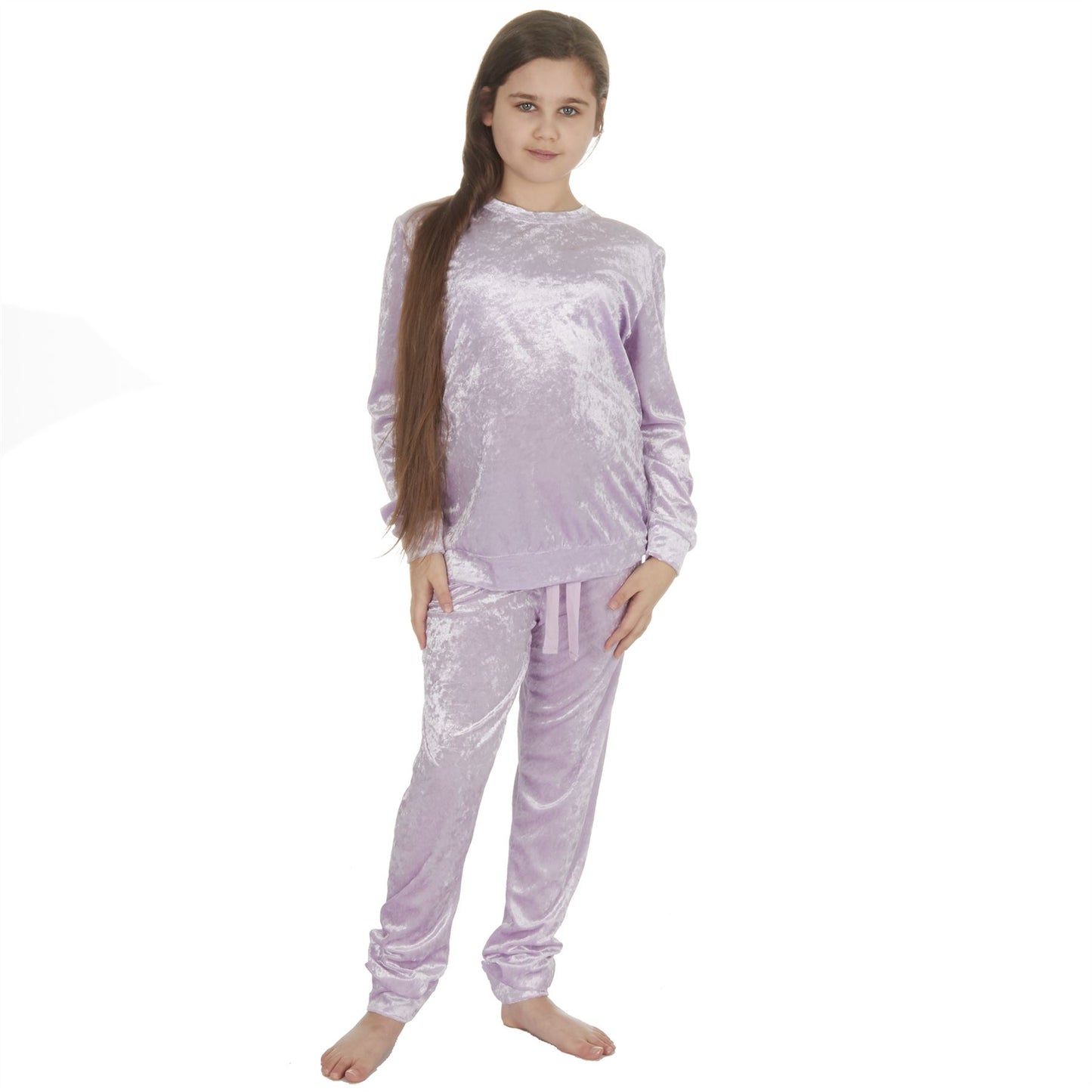Forever Dreaming Girls Crushed Velvet Pyjamas - Lilac