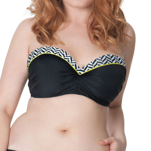 Curvy Kate Hypnotic Bandeau Bikini Top - Monochrome/Olive