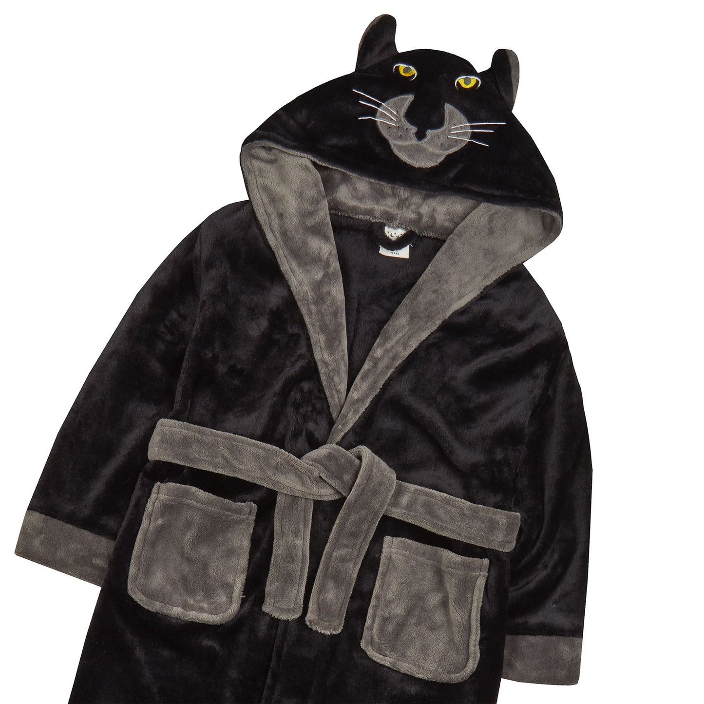 4Kidz Kids Panther Novelty Hooded Fleece Robe - Black