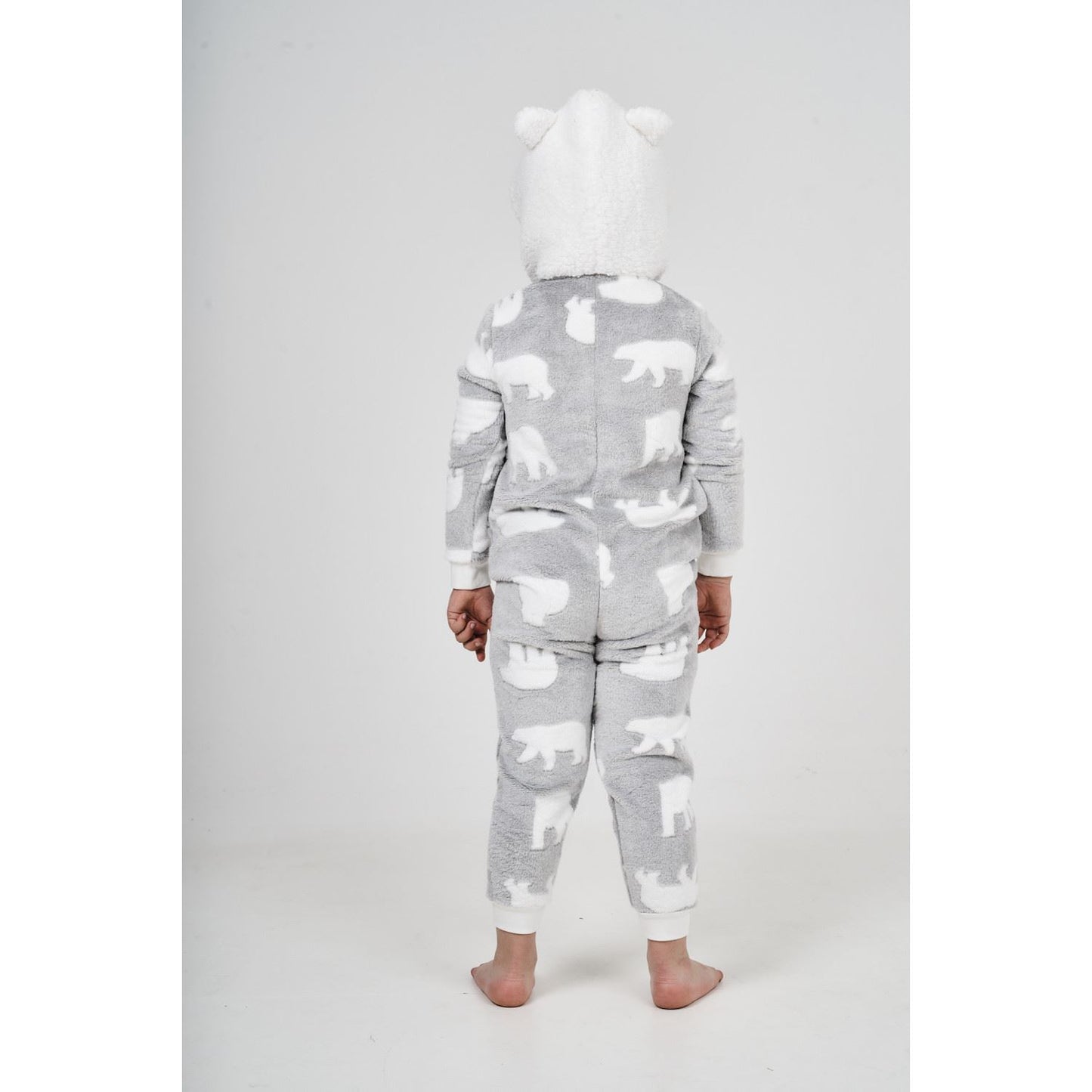 Nifty Kids Polar Bear Fleece Onesie - Grey/White