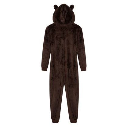 Loungeable Mens Fleece Bear Onesie - Brown