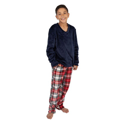 Cargo Bay Kids Fleece Pyjamas - Red Check Cargo Bay