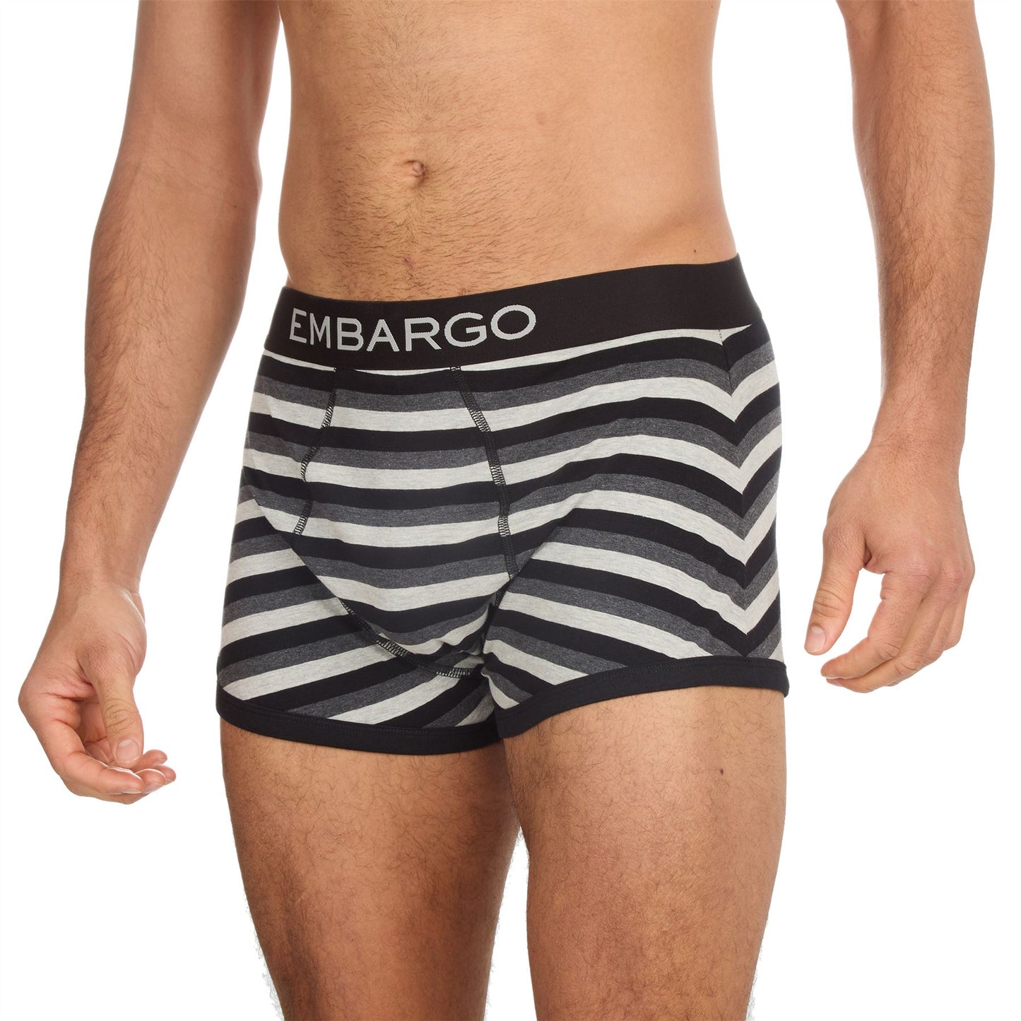 Embargo Mens Hipster Trunks (4 Pack) - Black Stripe