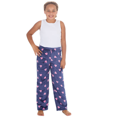 Forever Dreaming Girls Fleece Lounge Pants - Navy Hearts