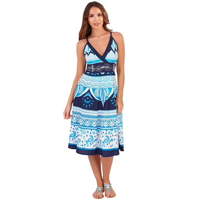 Pistachio Floral Crossover Dress - Blue/Turquoise