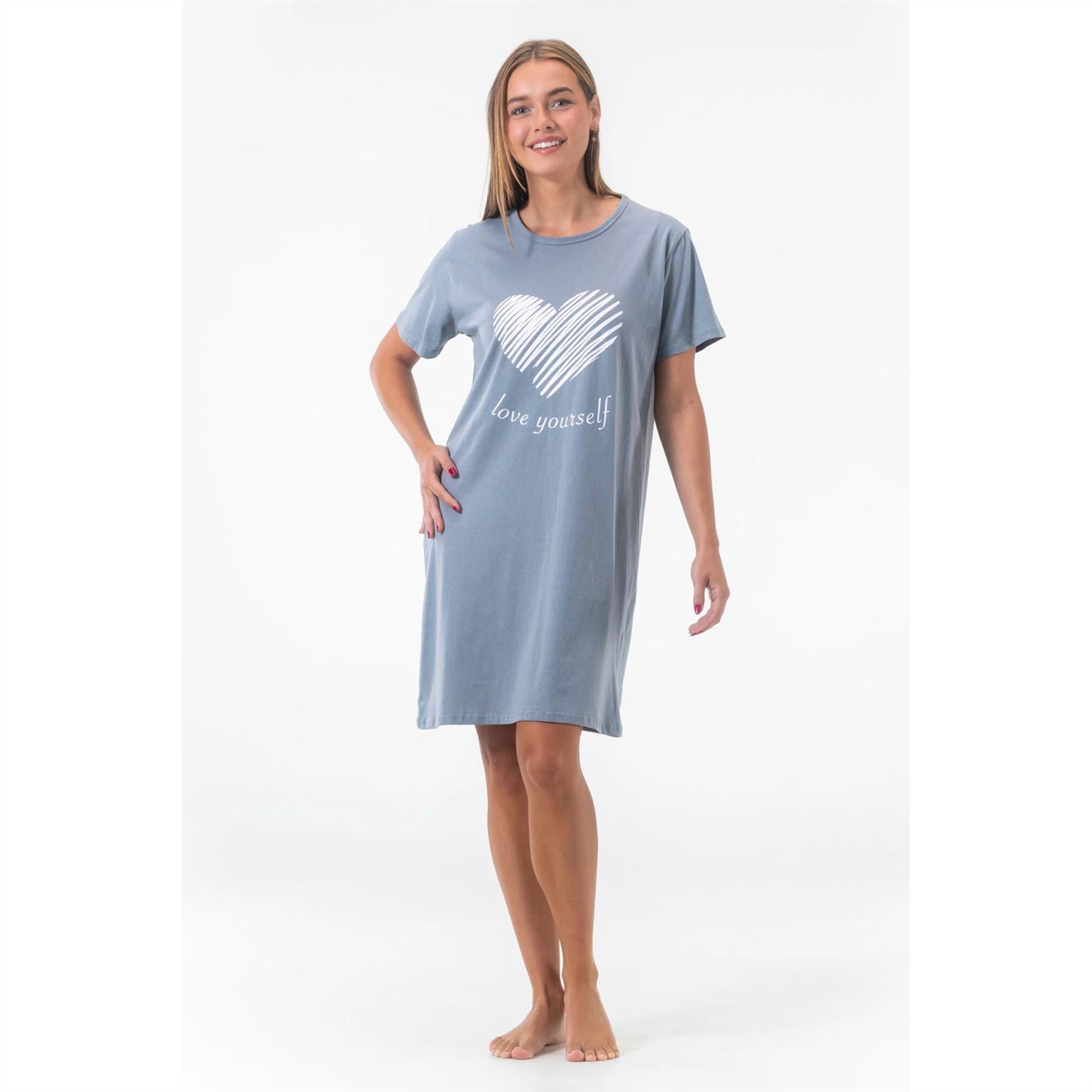 Gaubert Womens 'Love Yourself' Nightdress - Grey Gaubert