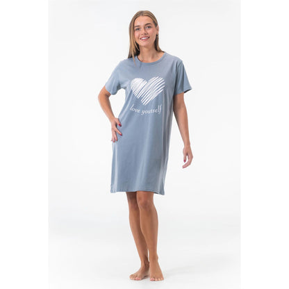 Gaubert Womens 'Love Yourself' Nightdress - Grey Gaubert