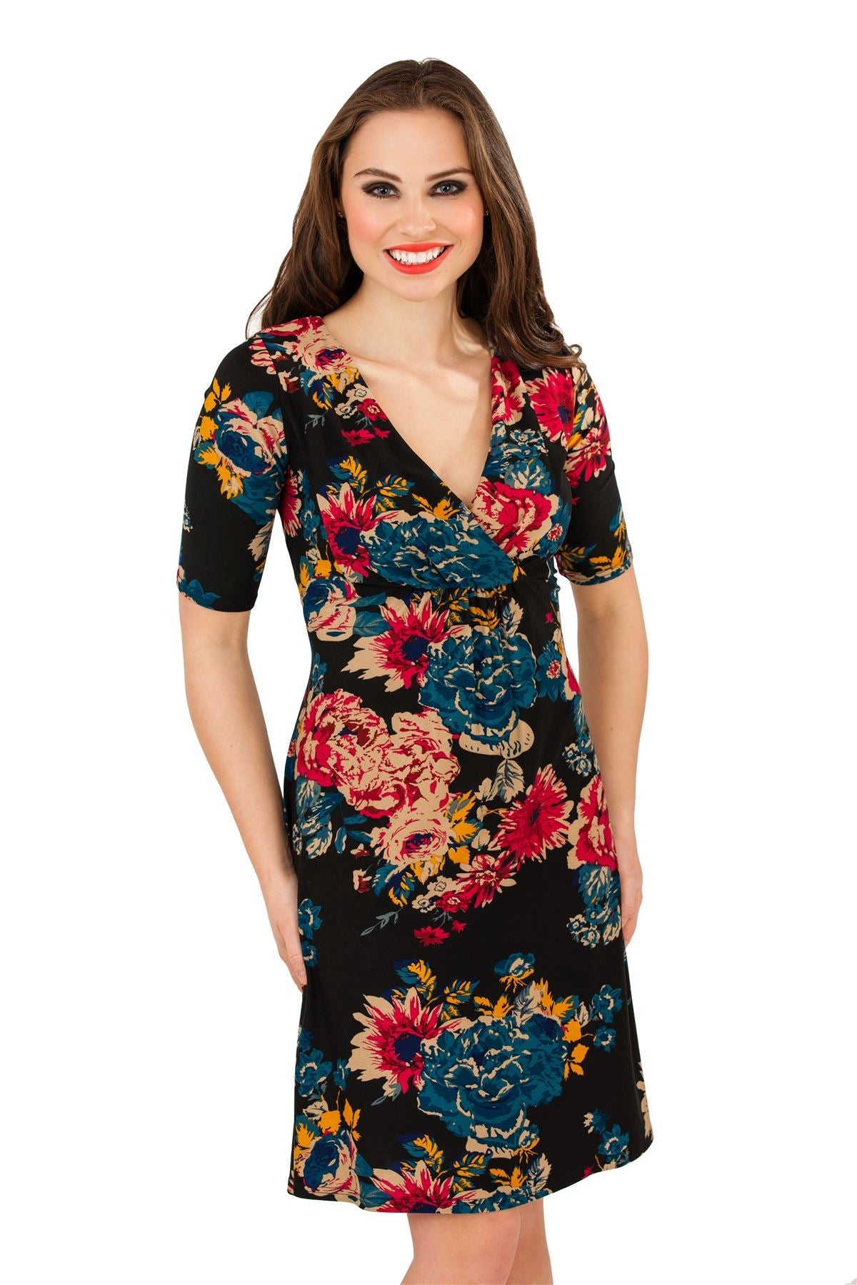 Pistachio Centre Pleat Floral Print Dress Pistachio