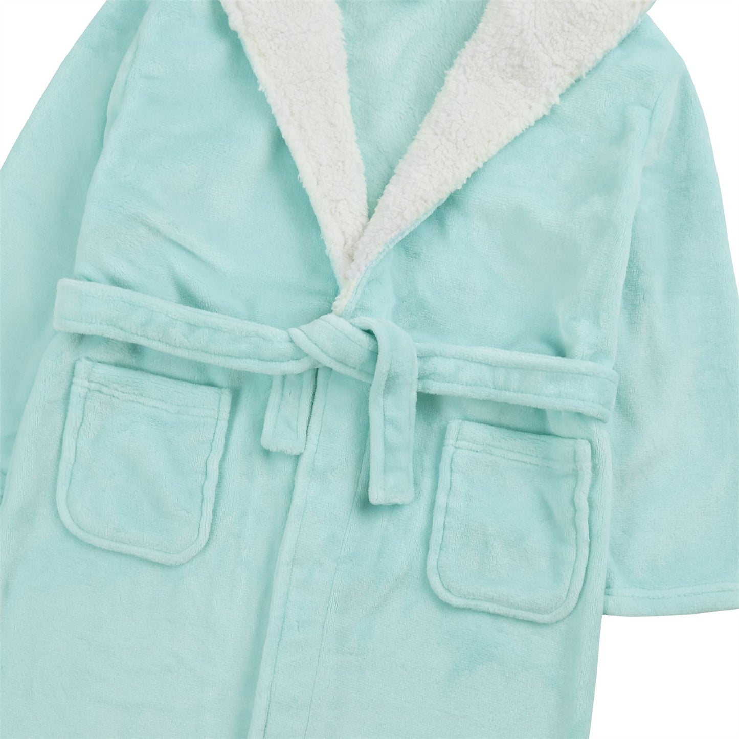 4Kidz Kids Sherpa Hooded Plush Fleece Robe - Mint