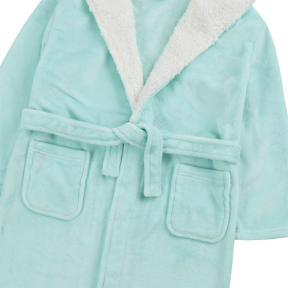 4Kidz Kids Sherpa Hooded Plush Fleece Robe - Mint