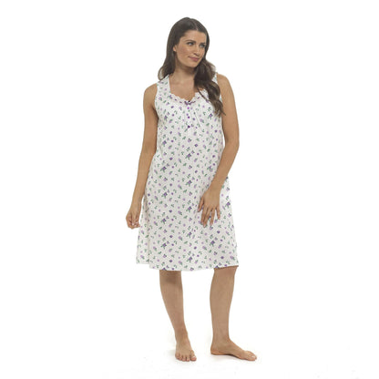 Wolf and Harte Sleeveless Floral Nightdress White/Lilac Wolf and Harte