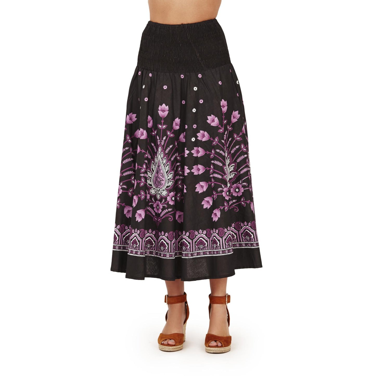 Pistachio Floral Print 2 in 1 Dress/Skirt - Black/Purple