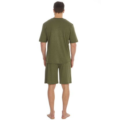 Cargo Bay Mens V Neck Top/Short Pyjamas - Khaki/Dark Khaki