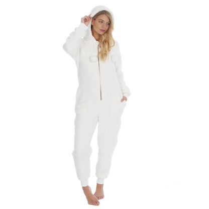 Forever Dreaming Womens Borg Fleece Onesie - Cream