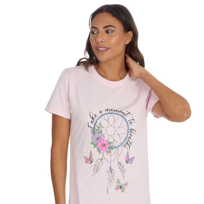 Forever Dreaming 'Take a Moment to Breathe' Womens Nightdress - Pink