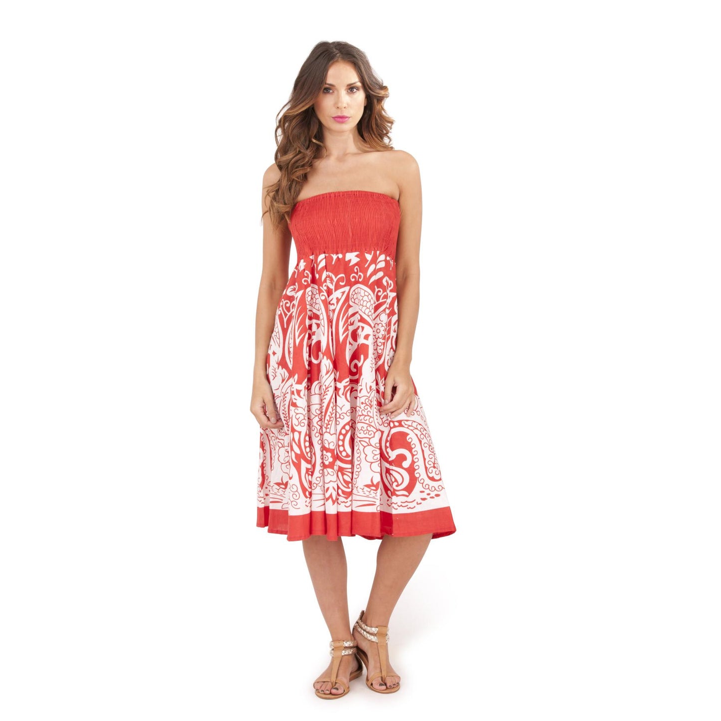 Pistachio Paisley Print Dress/Skirt - Red