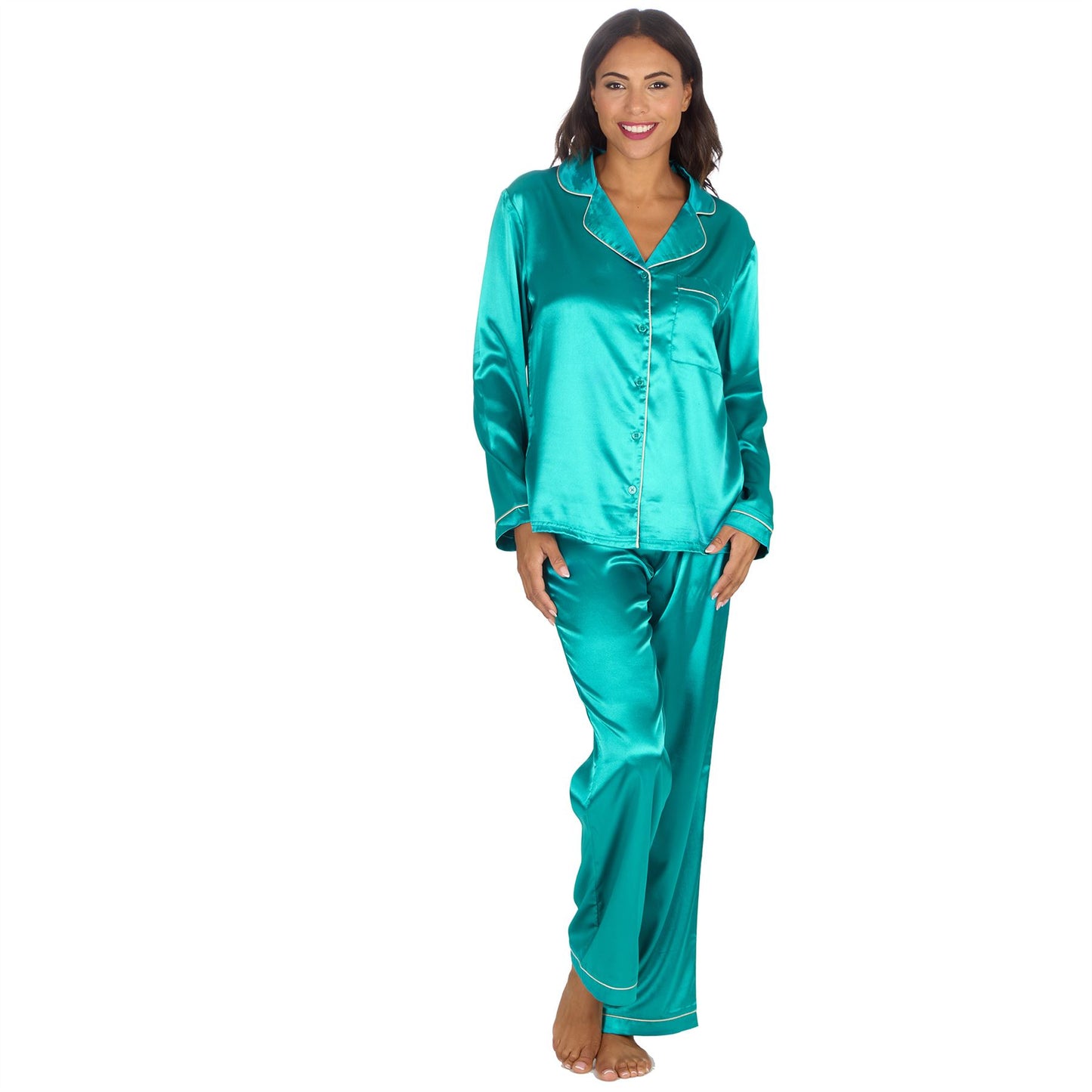 Slumber Party Womens Satin Pyjamas - Teal