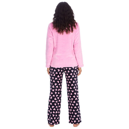 Forever Dreaming Womens Fleece Pyjamas - Dark Navy Hearts