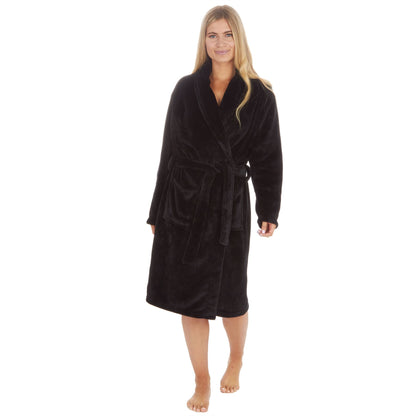 Forever Dreaming Womens Shawl Collar Fleece Robe - Black (S-XL)