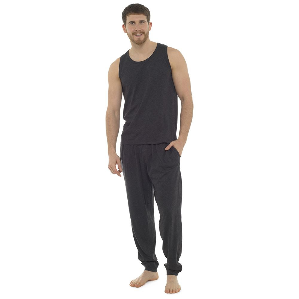 Tom Franks Mens Jersey Vest and Cuffed Bottoms - Grey