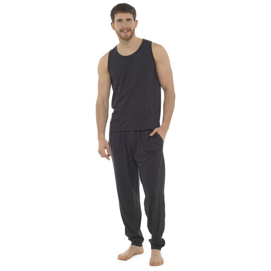 Tom Franks Mens Jersey Vest and Cuffed Bottoms - Grey