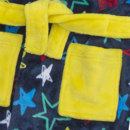 Minikidz Boys Star Print Fleece Robe - Blue/Multi