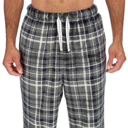 Cargo Bay Mens Fleece Check Pyjamas - Black/Grey Check