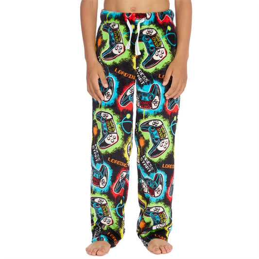 Cargo Bay Boys Fleece Gamer Print Lounge Pants - Black/Multi