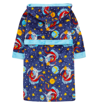 4Kidz Kids Dragon Adventure Hooded Fleece Robe - Blue