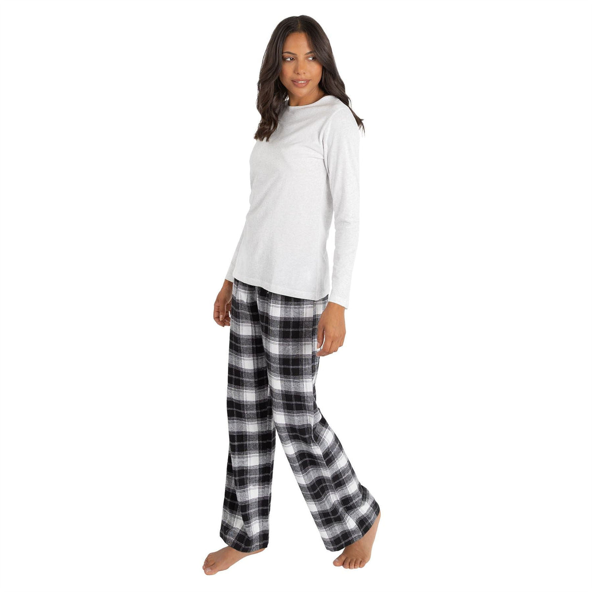Momentii Womens Jersey/Flannel Pyjama Set - Grey Check Momentii