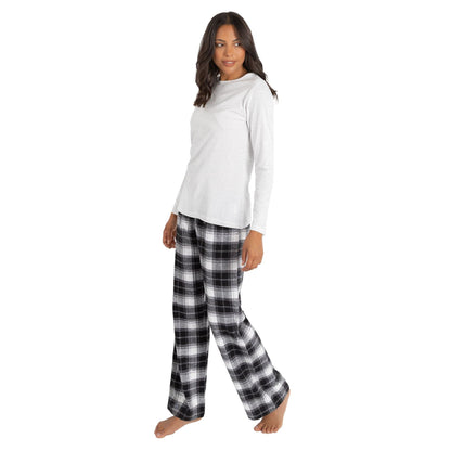 Momentii Womens Jersey/Flannel Pyjama Set - Grey Check Momentii