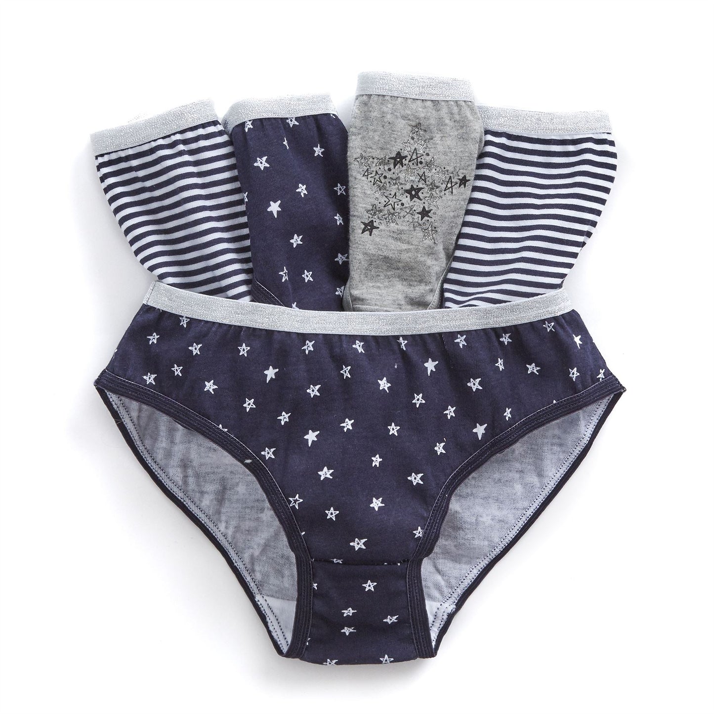 4Kidz Girls Briefs 5 Pack - Stars/Stripes (7-13 Years) 4Kidz