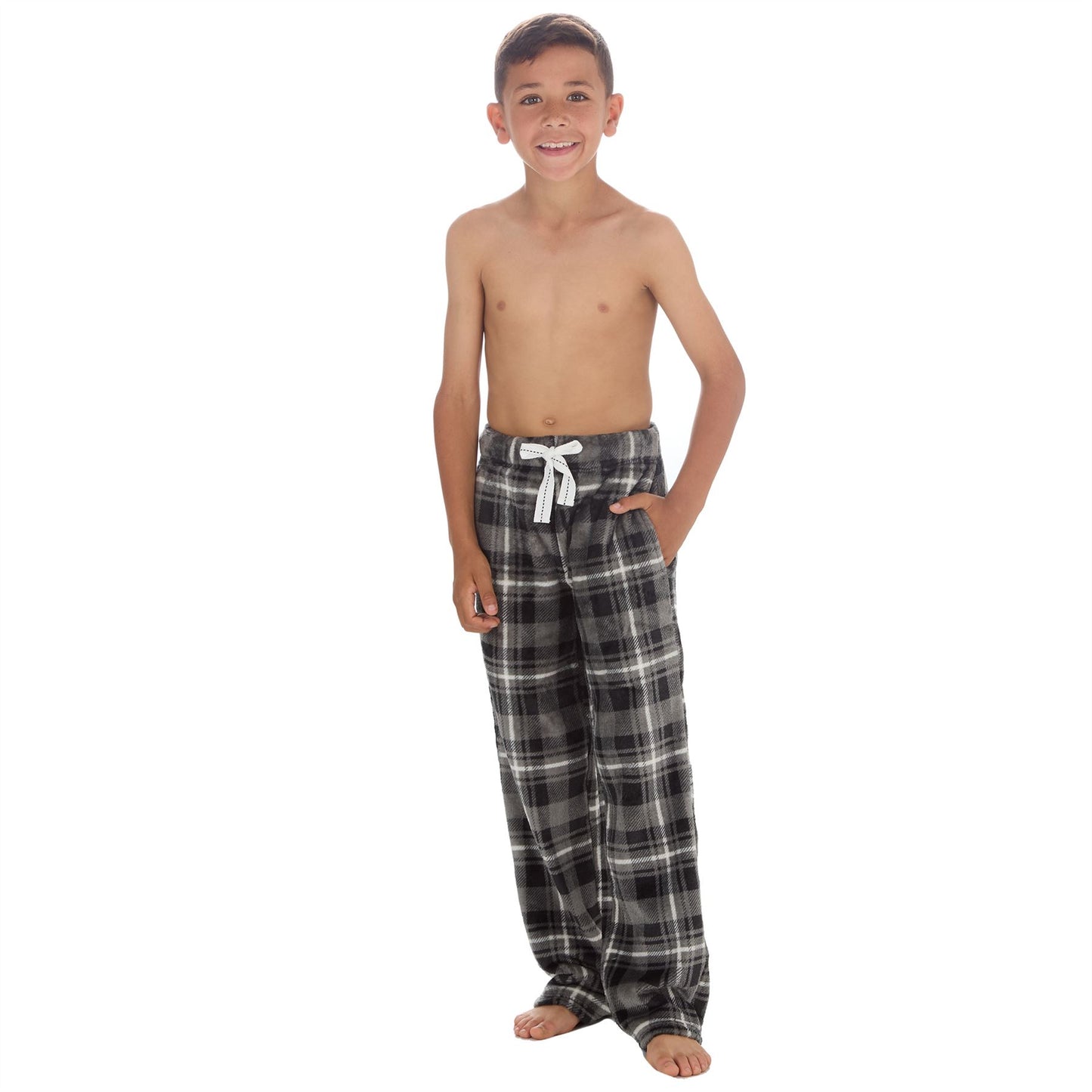 Cargo Bay Boys Fleece Lounge Pants - Charcoal Check