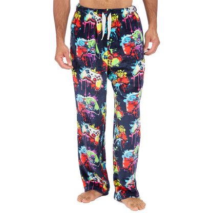 Cargo Bay Mens Fleece Lounge Pants - Navy/Gaming Print