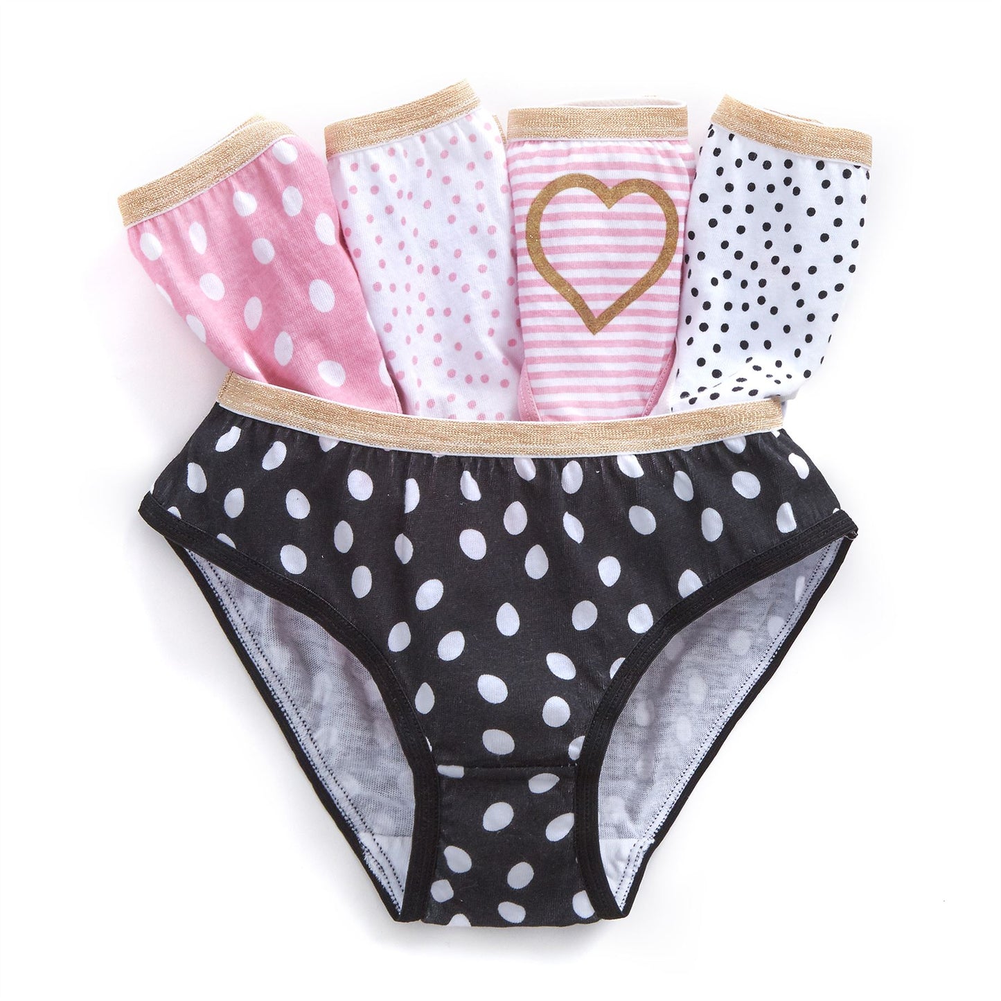 4Kidz Girls Briefs 5 Pack - Dots (7-13 Years)