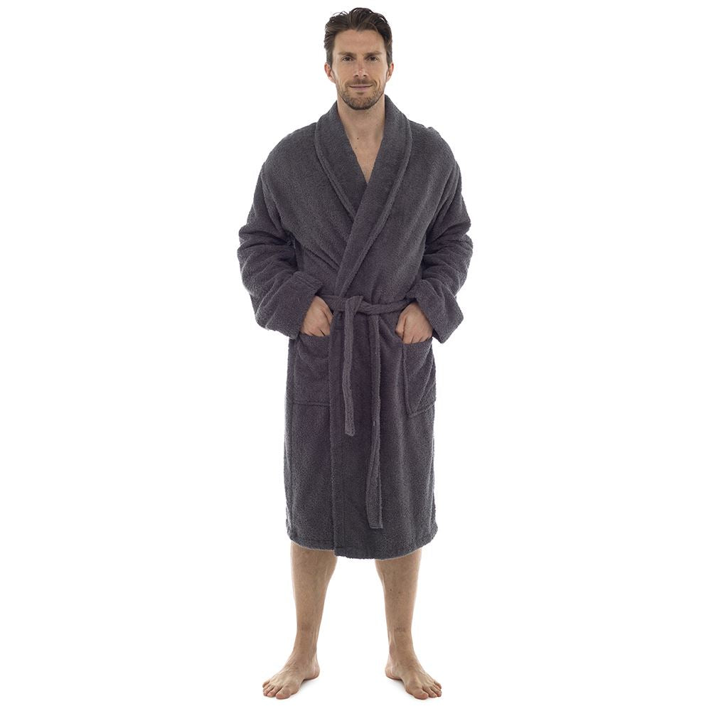 Tom Franks Mens Cotton Towelling Robe - Grey