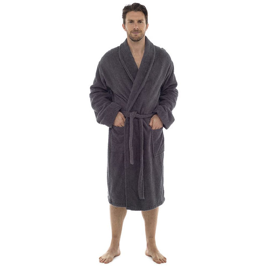 Tom Franks Mens Cotton Towelling Robe - Grey