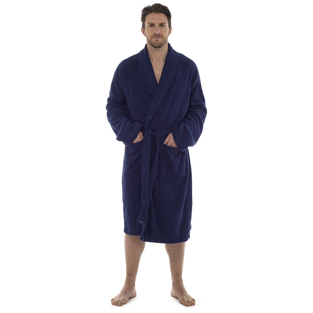 Tom Franks Mens Towelling Robe - Navy Tom Franks