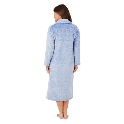 Marlon Women's Embossed Zip Through Housecoat - Blue