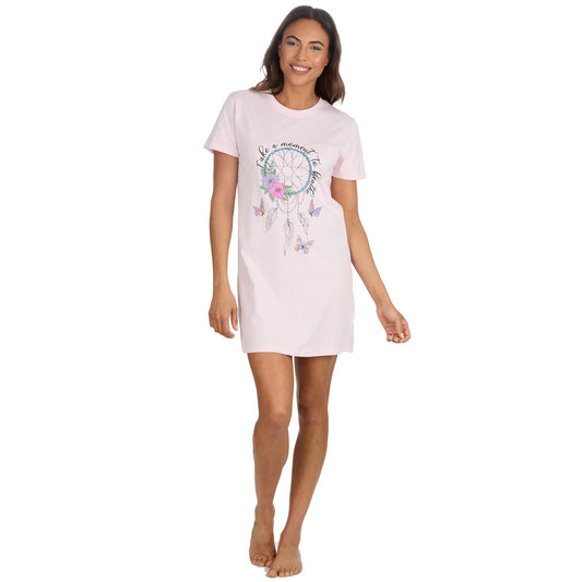Forever Dreaming 'Take a Moment to Breathe' Womens Nightdress - Pink