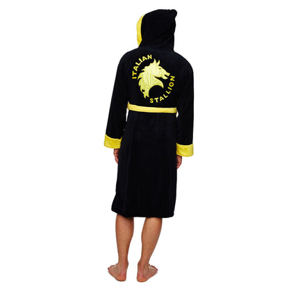 Rocky Mens Fleece Robe - Black/Yellow