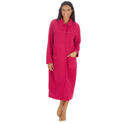 Countess Christie Longer Length Button Housecoat - Raspberry