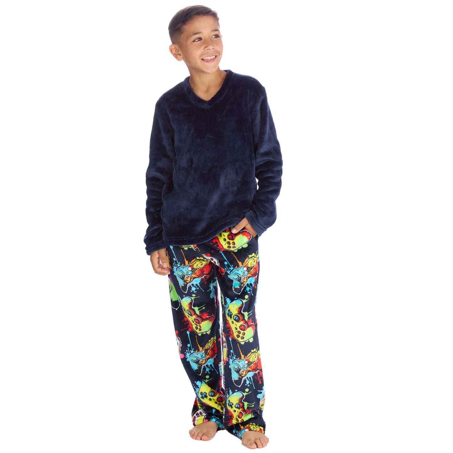 Cargo Bay Kids Fleece Pyjamas - Navy/Gamer