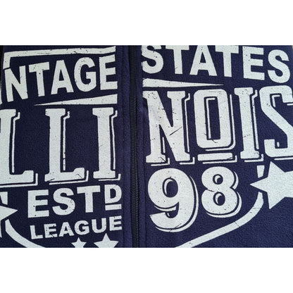 Onezee Mens Distressed Logo Print Microfleece Onesie - Navy