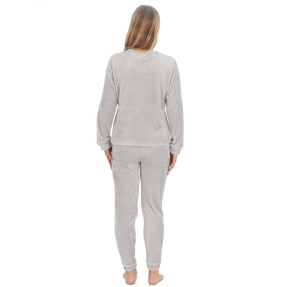 Forever Dreaming Womens Shimmer Flannel Fleece Pyjama Set - Grey