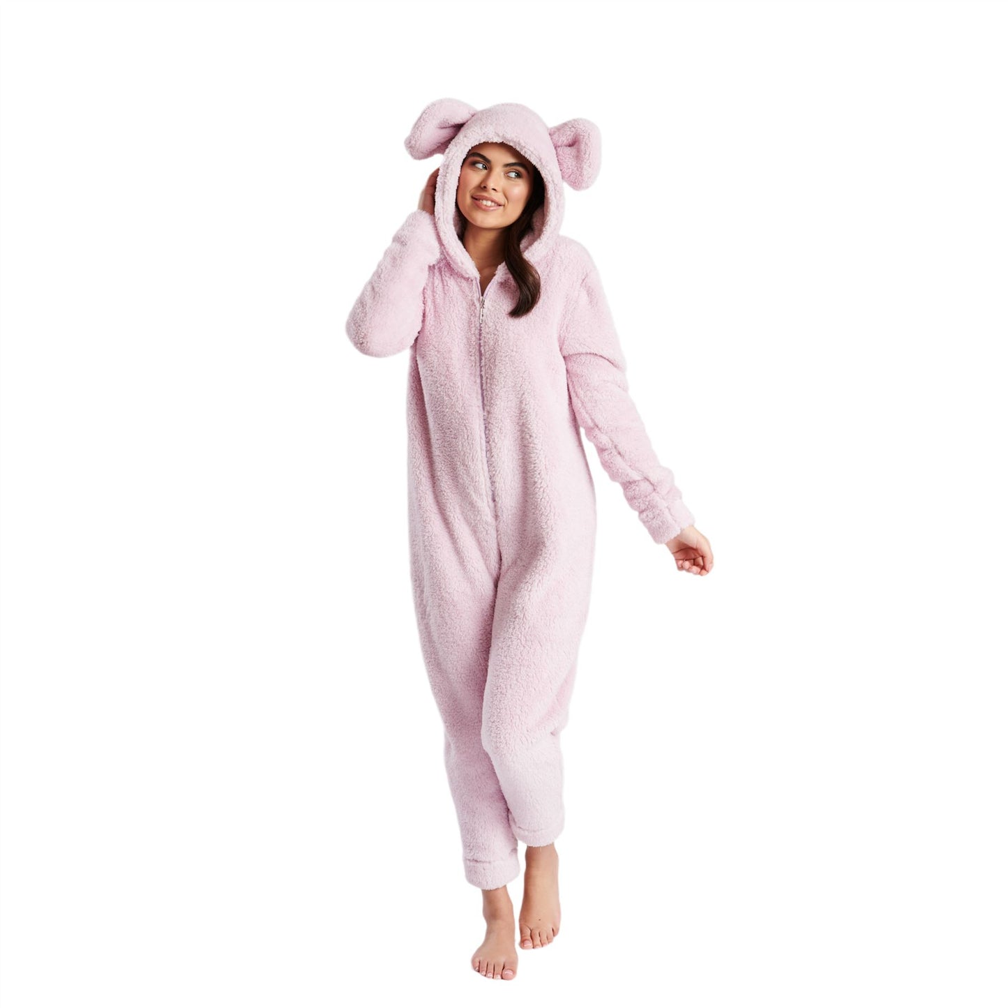 Loungeable Womens Sherpa Fleece Onesie With XL Ears - Lilac