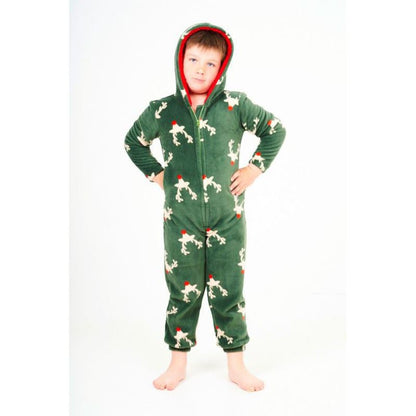 Nifty Kids Reindeer Fleece Onesie - Green