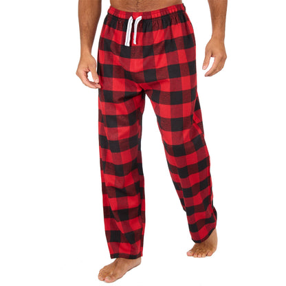 Cargo Bay Mens Check Flannel Lounge Pants - Red/Black